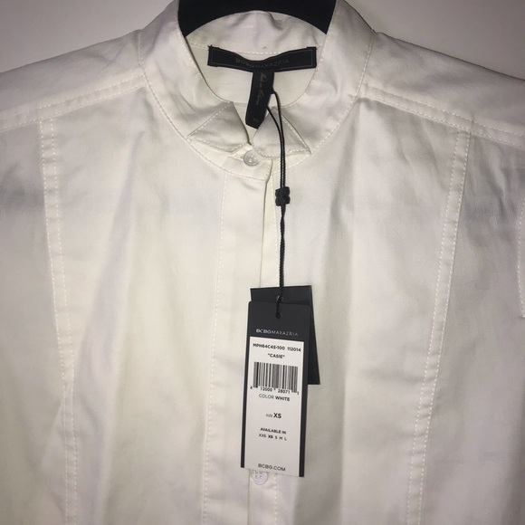 NWT BCBG Casie White Tuxedo Shirt Dress- XS - Picture 4 of 5